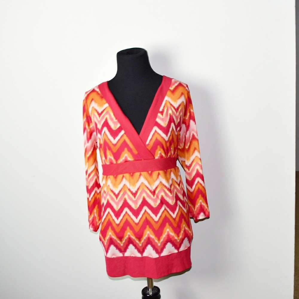 Adorable Orange Zigzag Design Blouse - Picture 1 of 2